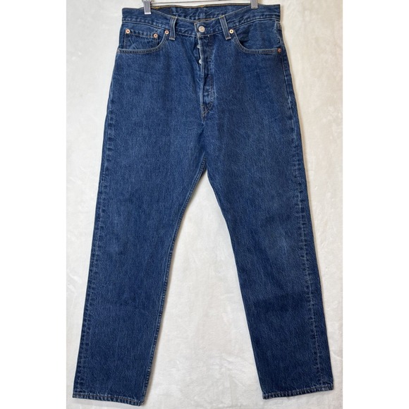 Levis 501 Blue Jeans Womens 33x30 Vtg 90s Made in USA 1996 Button Fly Red Tab